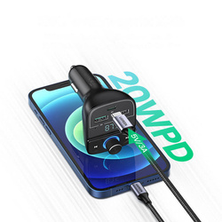 Ugreen FM Transmitter Bluetooth 5.0 MP3 Autoladegerät 3x USB TF Micro SD 4.8 A schwarz (CD229)