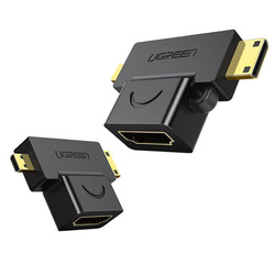 Ugreen HDMI Typ A (weiblich) auf Mini HDMI (männlich) / Micro HDMI (männlich) schwarz (20144)