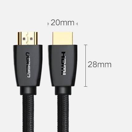 Ugreen mocny kabel przewód w nylonowym oplocie HDMI 2.0 4K 60 Hz 3D 18 Gbps HDR ARC Ethernet (HEC) 48 bit 1,5 m czarny (HD118 40409)