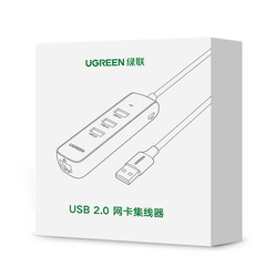 Ugreen adapter przejściówka USB - Ethernet RJ45 / 3 x USB czarny (CM416)