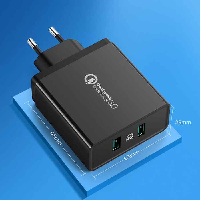 Ugreen Wandladegerät 2xUSB-A 36W QC3.0 schwarz (CD161)