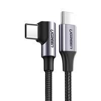 Ugreen abgewinkeltes Kabel USB Type C - USB Type C Power Delivery 60 W 20 V 3 A 1 m schwarz-graues Kabel (US255 50123)