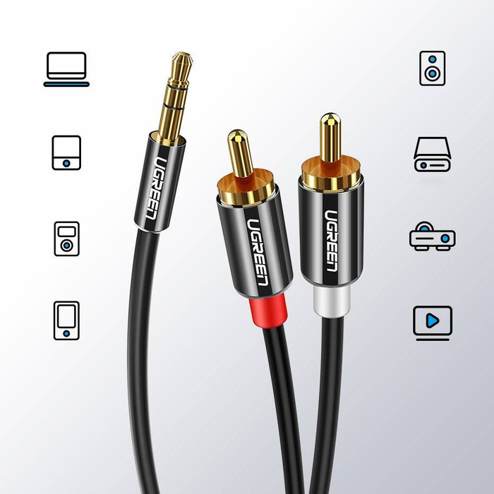 Ugreen cable audio cable 3.5 mm mini jack - 2RCA 2 m black (AV116 10584)