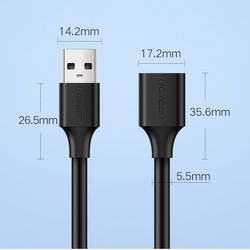 Ugreen Kabel Verlängerungsadapter USB 3.0 (weiblich) - USB 3.0 (männlich) 3 m schwarz (US129 30127)