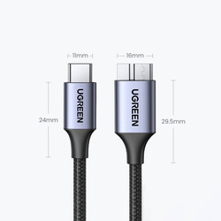 Cable USB C - Micro USB B 3.0 5Gb/s 3A 1m Ugreen US565 - gray