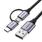 USB 2in1 Kabel UGREEN Typ-C / Micro USB, QC 3.0, 1m (schwarz-grau)