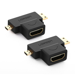 Ugreen HDMI Typ A (weiblich) auf Mini HDMI (männlich) / Micro HDMI (männlich) schwarz (20144)