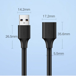 Ugreen USB-A (männlich) - USB-A (weiblich) Adapter Verlängerungskabel USB 3.0 5Gb/s 0,5m schwarz (US129)