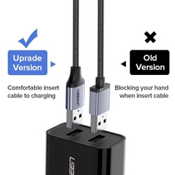 UGREEN QC 3.0 2.4A Micro-USB-Kabel 1m weiß UGREEN QC 3.0 2.4A Micro-USB-Kabel 1m (weiß) in Nylongeflecht