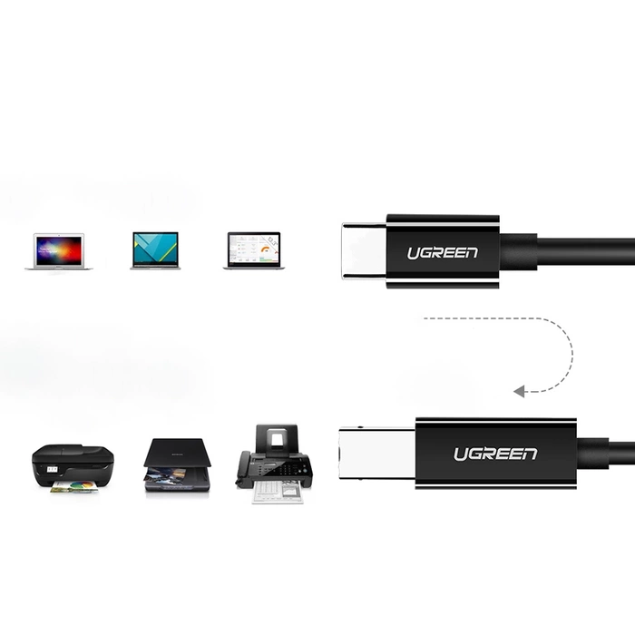 Kabel USB-C 2.0 do USB-B UGREEN US241 do drukarki, 1m (czarny)