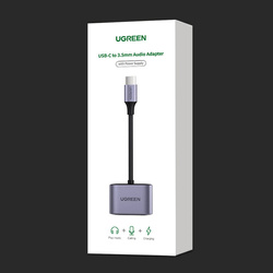 Ugreen USB Typ C (männlich) - USB Typ C PD QC (weiblich) + 3,5-mm-Miniklinke (weiblich) grau (CM231)