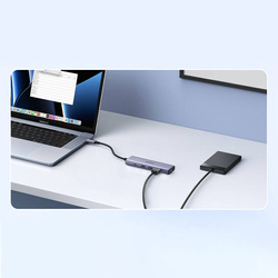 Multifunctional 5-in-1 HUB USB-C - HDMI 1.4 / 3 x USB-A / USB-C PD 100W Ugreen CM511 - gray