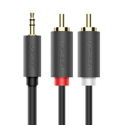 UGREEN 2XRCA Cinch Jack 3.5mm AV102 Kabel 1m Schwarz