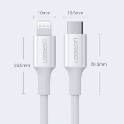 Ugreen Kabel USB Typ C - Lightning 3A Kabel 0,25 m weiß (US171)