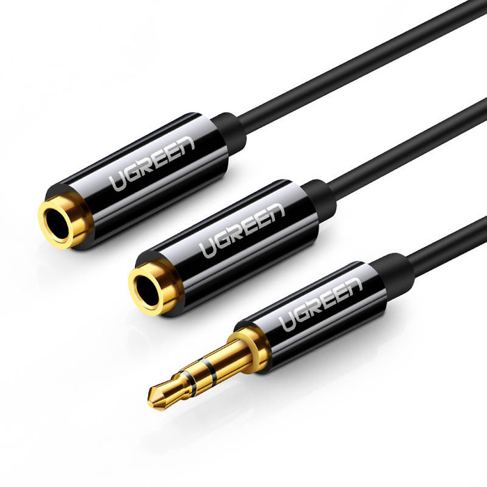 Rozdzielacz Audio UGREEN Kabel AUX Jack 3,5 mm AV123 25cm Czarny