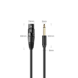 Ugreen kabel audio przewód do mikrofonu XLR (żeński) - 6,35 mm jack (męski) 2 m czarny (20719 AV131)