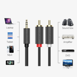 Ugreen kabel przewód audio 3,5 mm mini jack (męski) - 2RCA (męski) 1,5m (AV102)