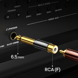 Ugreen przejściówka adapter jack 6,35 mm (męski) na RCA (żeński) złoty (AV169 80731)