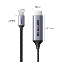 Cable USB C - HDMI 2.1 8K 60Hz 1.5m Ugreen CM565 - gray