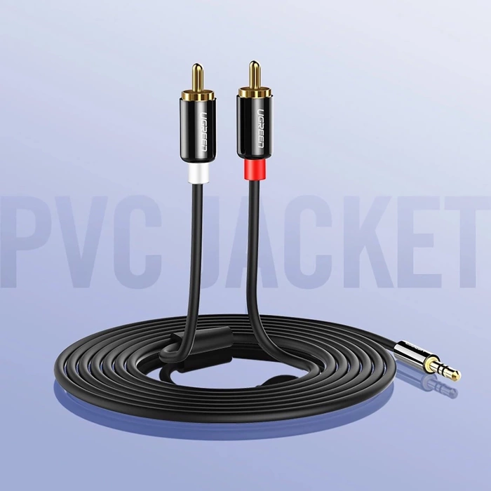 Przewód Jack do 2RCA (Cinch) UGREEN AV116 3,5mm  1m (czarny) 10749B