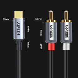 Ugreen Audiokabel USB Typ C (männlich) - 2 RCA (männlich) 1,5 m grau (20193 CM451)