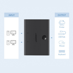 Ugreen switch box HUB switch 1x USB 2.0 - 2x USB Type B splitter for two computers black (30345 US158)