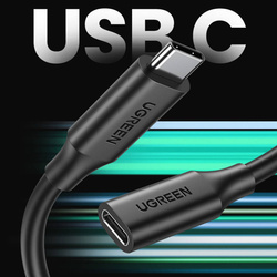 Ugreen kabel przedłużacz przejściówka USB C (męski) - USB C (żeński) 100W 10Gb/s 1m ciemnoszary 10387