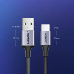 Ugreen kabel przewód USB - USB Typ C Quick Charge 3.0 3A 0,5m szary (60125)