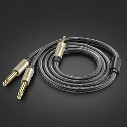 Ugreen kabel przewód audio mini jack 3,5 mm - 2 x jack 6,35mm 2m szary (AV126)