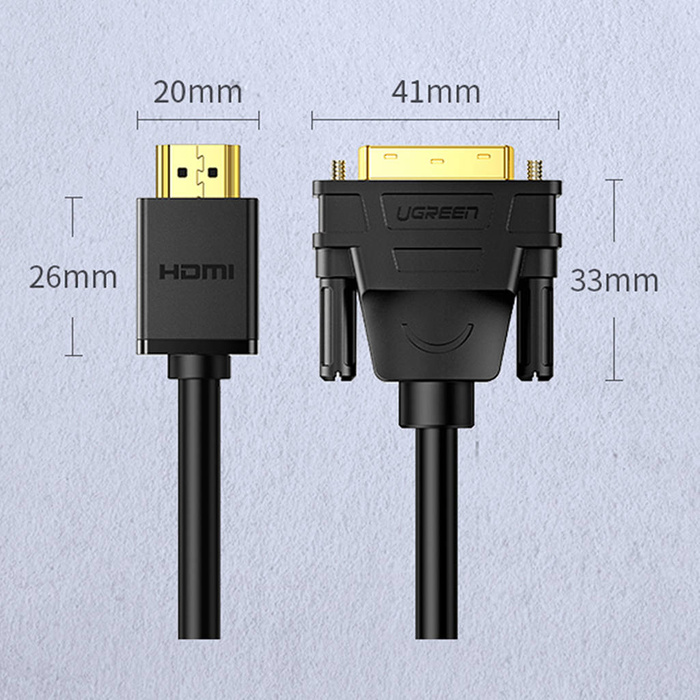 Ugreen kabel przewód HDMI - DVI 2m czarny (HD106)