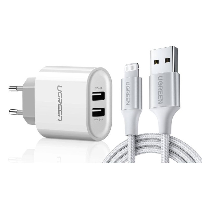 Ugreen Charger with Cable 2x USB 2.4 A white (CD104 20384)