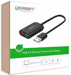 UGREEN 15cm USB external sound card (black) US205