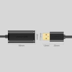 Ugreen kabel aktiv USB-A (Stecker) - USB-A (Buchse) USB 2.0 480Mbps Verlängerungskabel 25m schwarz (US121)