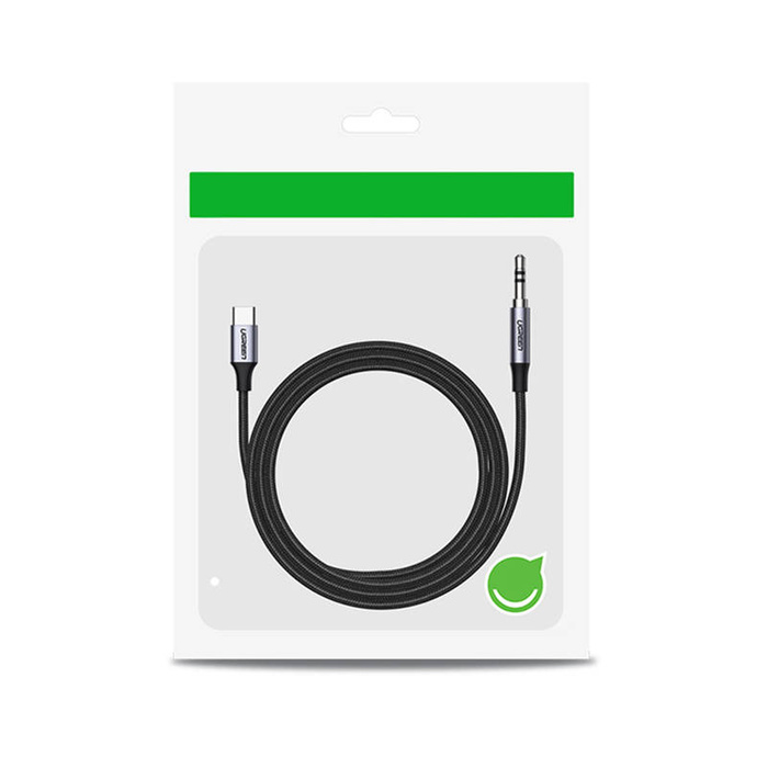 Kabel USB-C UGREEN CM450 auf Miniklinke 3,5mm AUX, 1m (schwarz)