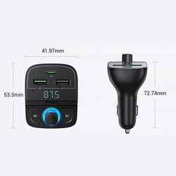 Ugreen FM Transmitter Bluetooth 5.0 MP3 Autoladegerät 3x USB TF Micro SD 4.8 A schwarz (CD229)