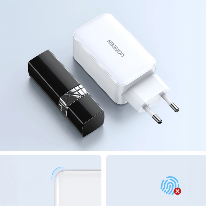 Ładowarka sieciowa UGREEN 15339 Nexode, 2xUSB-C, USB-A 3.0, PD3.0, QC4.0, GaN, 65W (biała)