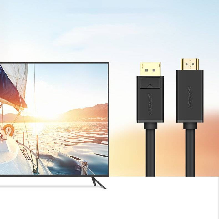 Ugreen Unidirektionales DisplayPort-zu-HDMI-Kabel 4K 30 Hz 32 AWG 1,5 m Schwarz (DP101 10239)