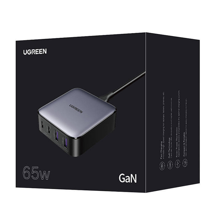 Ladergerät uGREEN CD327 Nexode-Netzwerkkabel, 2x USB-C, 2x USB-A, GaN, 65W (grau)