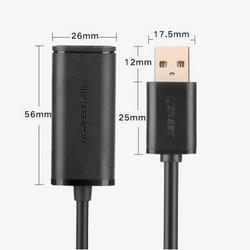 Ugreen active cable USB 2.0 Verlängerungskabel 480 Mbps 5 m schwarz (US121 10319)