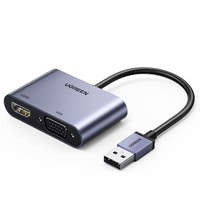 Ugreen USB-Konverter-Adapter - HDMI 1.3 (1920 x 1080 @ 60Hz) + VGA 1.2 (1920 x 1080 @ 60Hz) grau (CM449)