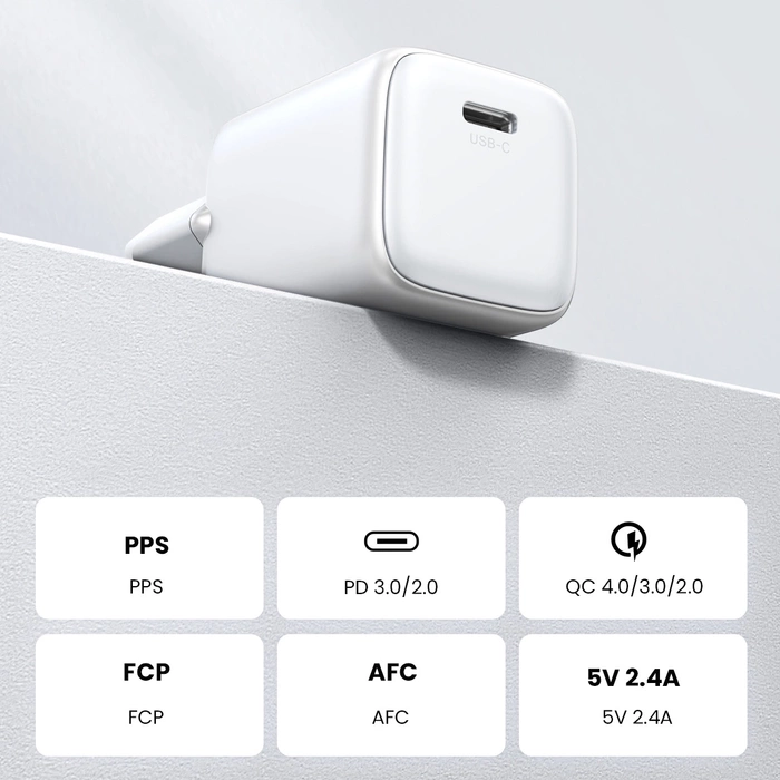 [PO ZWROCIE] Szybka ładowarka sieciowa GaN USB-C 30W PD Ugreen Nexode Mini biała