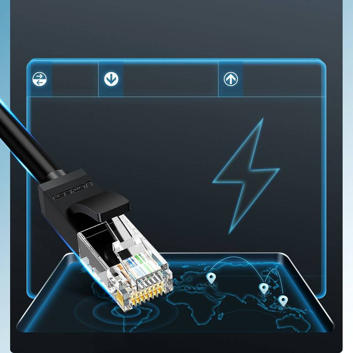 Ugreen Kabel Internet Netzwerkkabel Ethernet Patchkabel RJ45 Cat 6 UTP 1000Mbps 2m Schwarz (20160)