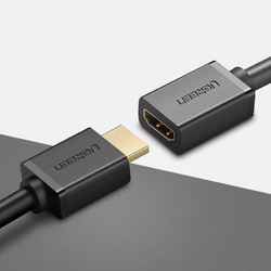 Ugreen kabel przewód adapter przejściówka przedłużacz HDMI (żeński) - HDMI (męski) 4K 10,2 Gbps 340 Mhz audio ethernet 1 m czarny (HD107 10141)