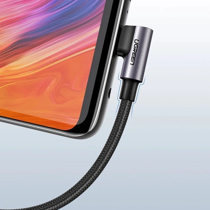 Kabel USB do USB-C kątowy UGREEN US284, 3A , 3m (czarny)