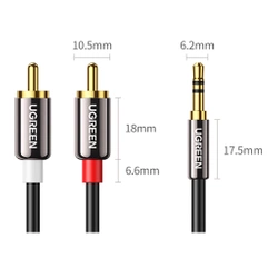 Kabel Ugreen AV116 10584 audio mini jack 3,5 mm (męski) / 2RCA (męski) 2m - czarny