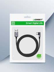 Ugreen kątowy kabel przewód USB - USB Typ C 1m 3A szary (50941)