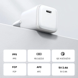 [PO ZWROCIE] Szybka ładowarka sieciowa GaN USB-C 30W PD Ugreen Nexode Mini biała