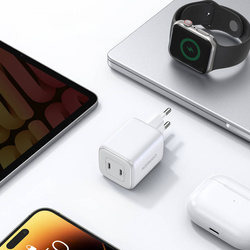 Schnell ladergerät GaN 2 x USB-C 45W QC PD Ugreen CD294 - weiß