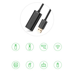 Ugreen aktives Verlängerungskabel USB-A (männlich) - USB-A (weiblich) USB 2.0 480Mbps 15m schwarz (US121)