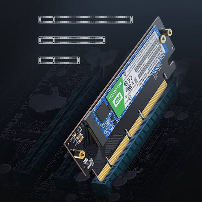 Ugreen karta rozszerzeń adapter PCIe 4.0 x16 do M.2 NVMe M-Key czarna (CM465)